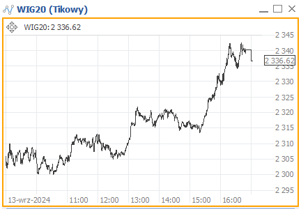 WIG20 13.09.2024 wykres jeden dzień