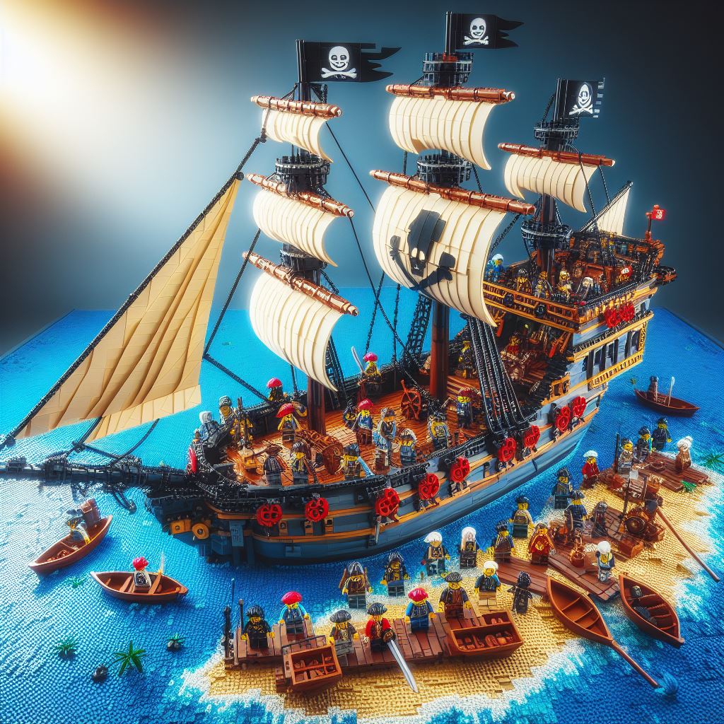 Lego pirates pirate ship, stranded in the Caribbean.
